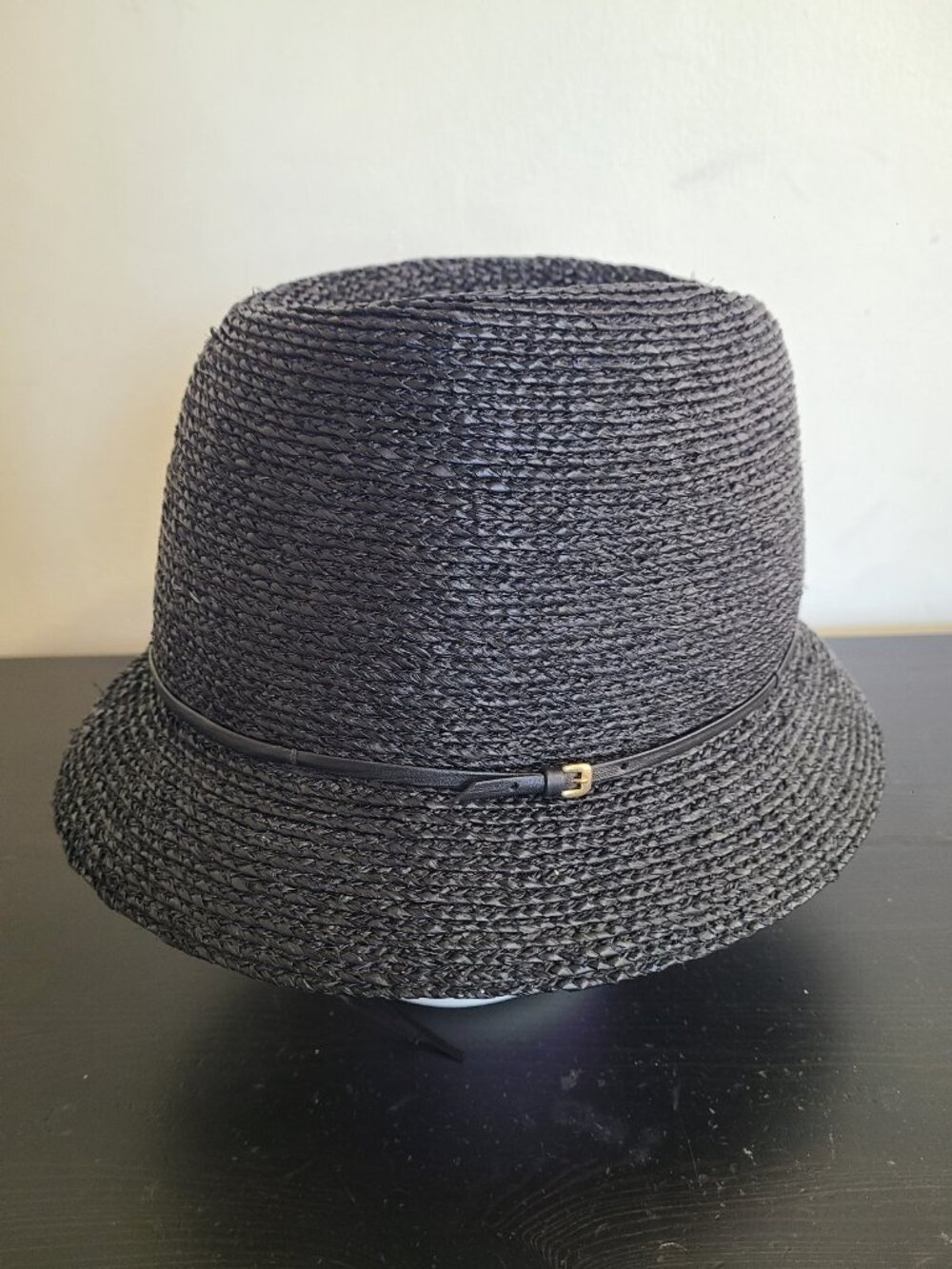 Helen Kaminski Billie Fedora Black Raffia Adjustable Leather Band
